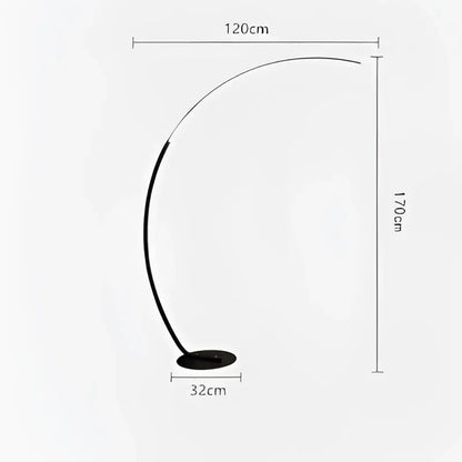 Modern black arc shape led floor lamp for living room with remote