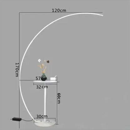 Modern black arc shape led floor lamp for living room with remote