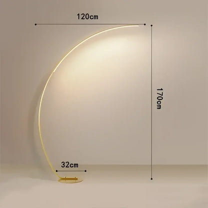 Modern black arc shape led floor lamp for living room with remote