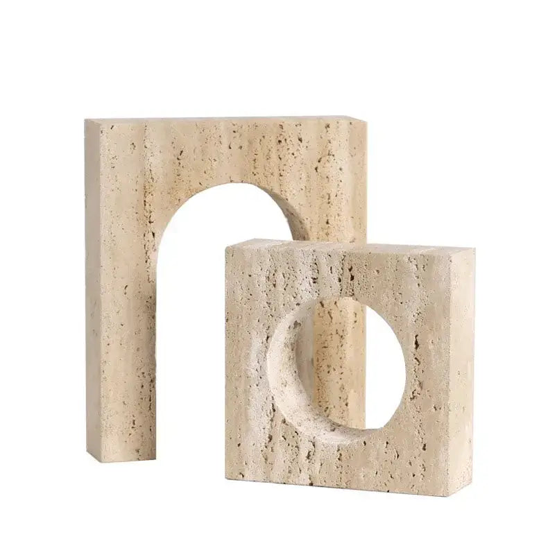 Modern beige arch stone geometry ornament living room decor
