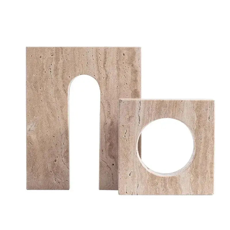 Modern beige arch stone geometry ornament living room decor