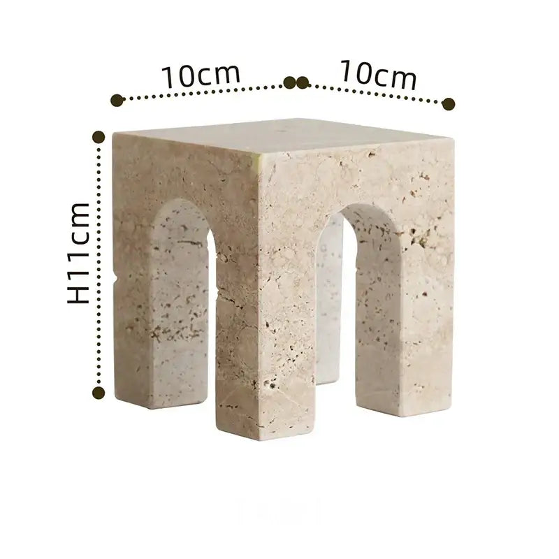 Minimalist beige archway shape travertine sculpture living room decor