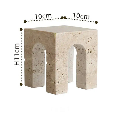 Minimalist beige archway shape travertine sculpture living room decor