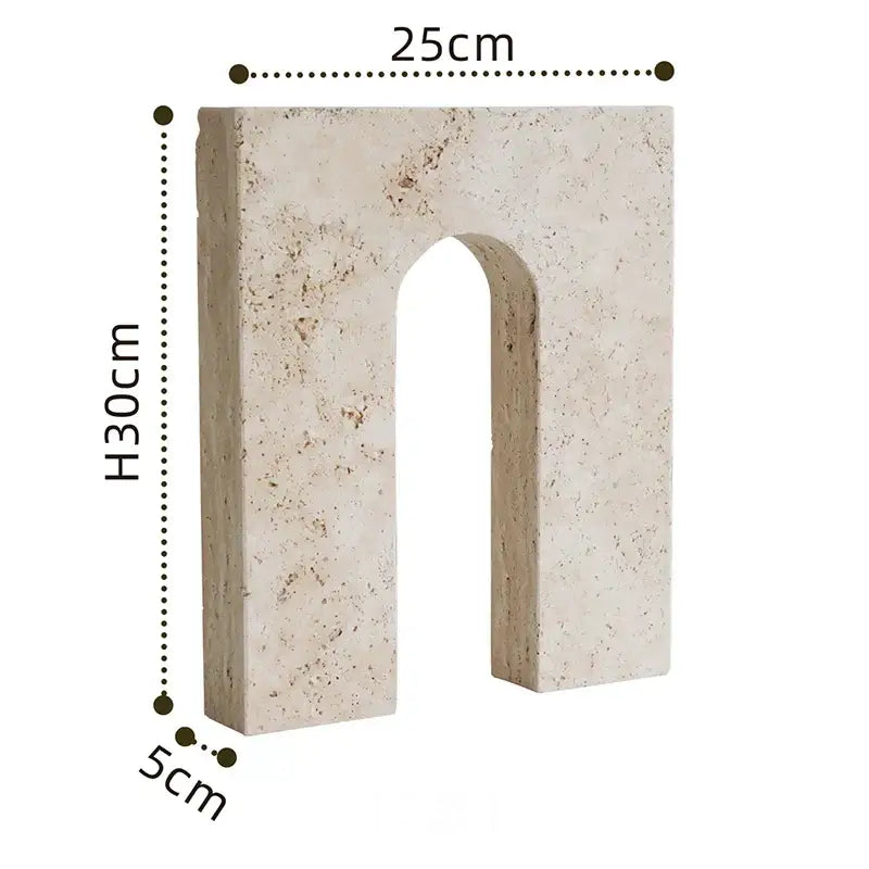 Minimalist beige archway shape travertine sculpture living room decor
