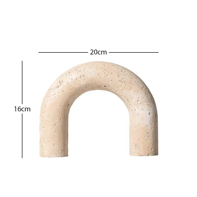 Minimalist beige archway shape travertine sculpture living room decor