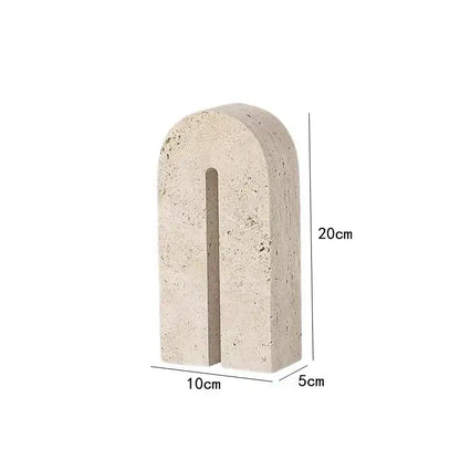 Minimalist beige archway shape travertine sculpture living room decor