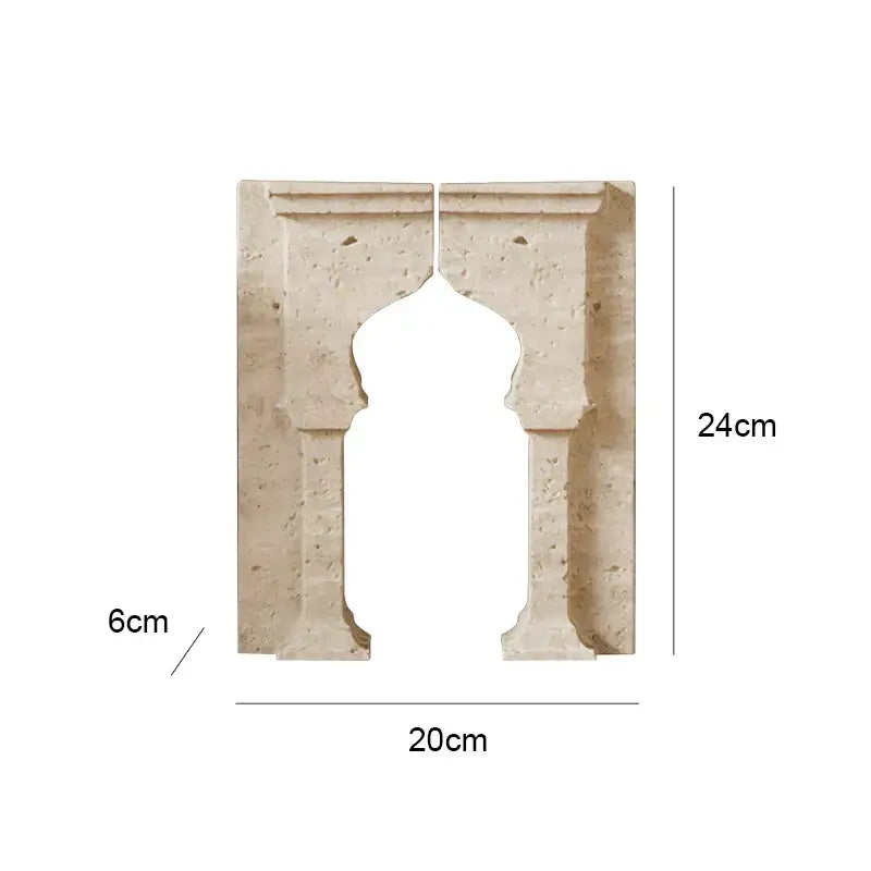 Minimalist beige archway shape travertine sculpture living room decor