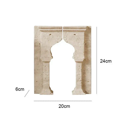 Minimalist beige archway shape travertine sculpture living room decor