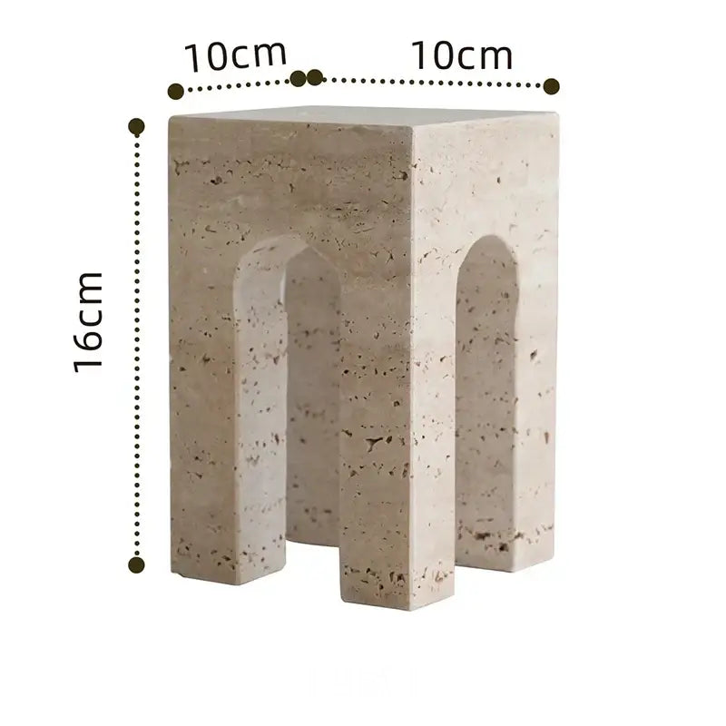 Minimalist beige archway shape travertine sculpture living room decor