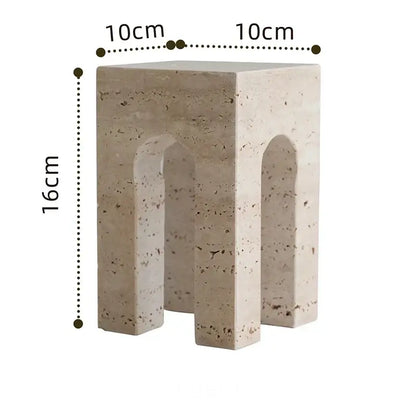 Minimalist beige archway shape travertine sculpture living room decor