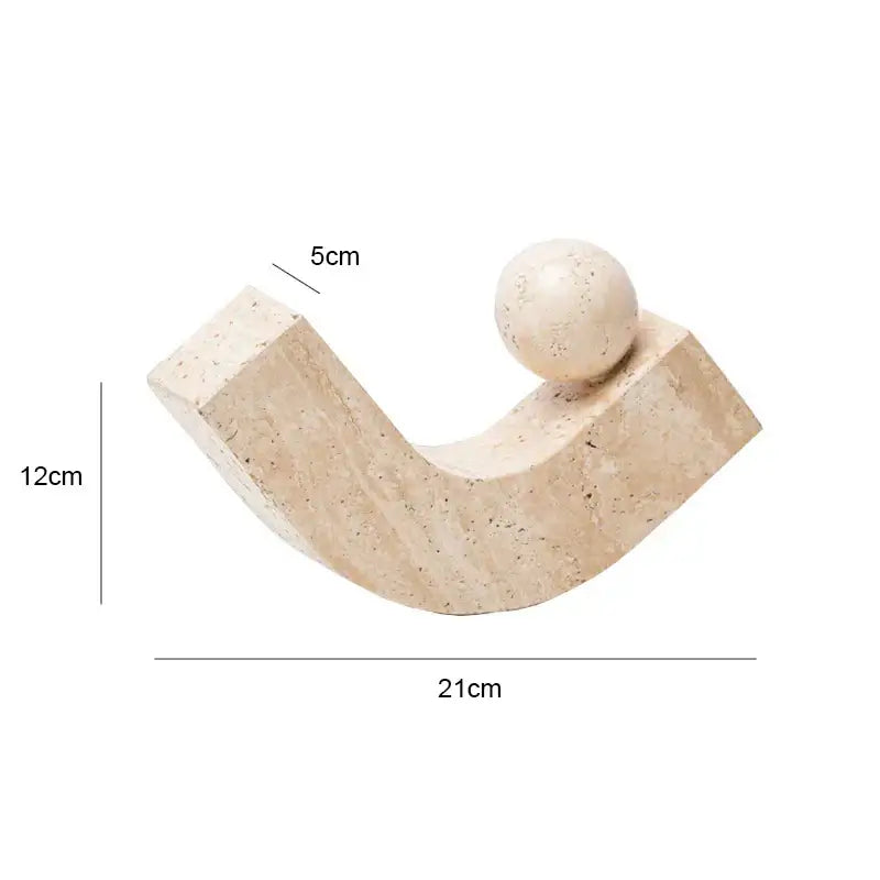 Minimalist beige archway shape travertine sculpture living room decor