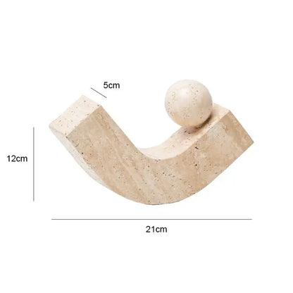 Minimalist beige archway shape travertine sculpture living room decor