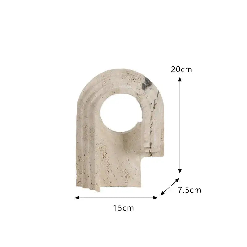 Minimalist beige archway shape travertine sculpture living room decor