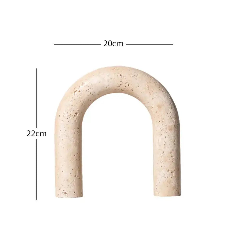 Minimalist beige archway shape travertine sculpture living room decor