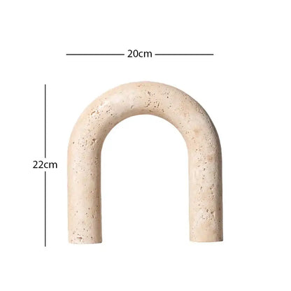 Minimalist beige archway shape travertine sculpture living room decor