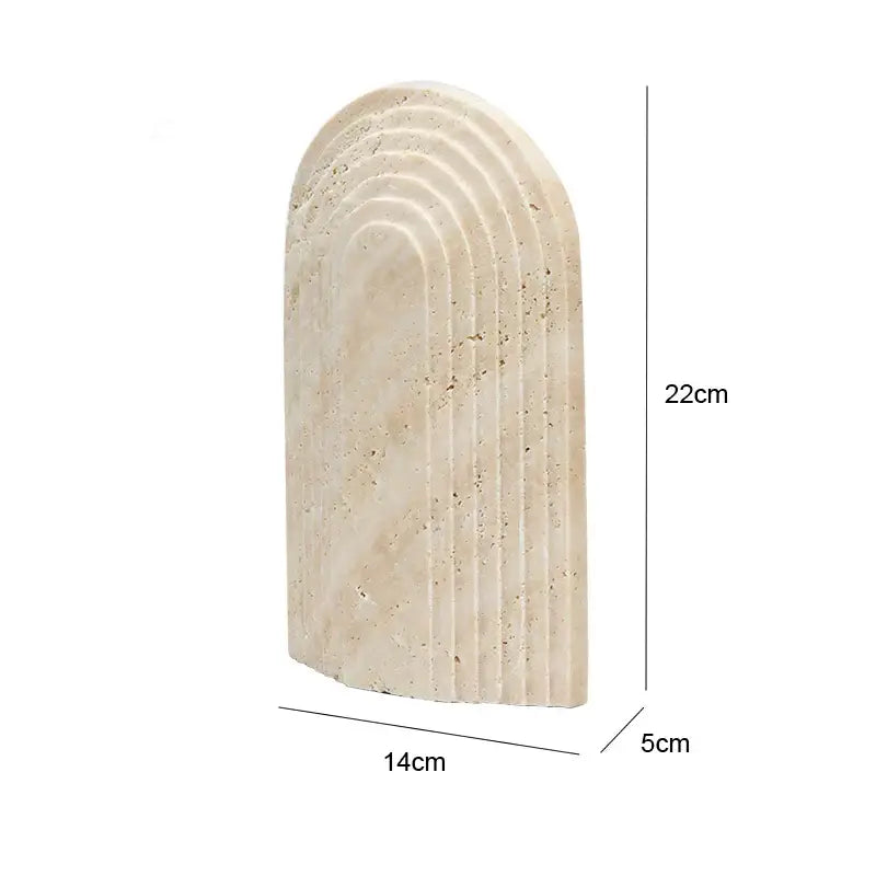 Minimalist beige archway shape travertine sculpture living room decor