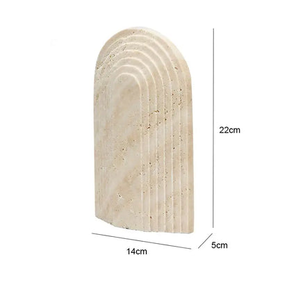 Minimalist beige archway shape travertine sculpture living room decor