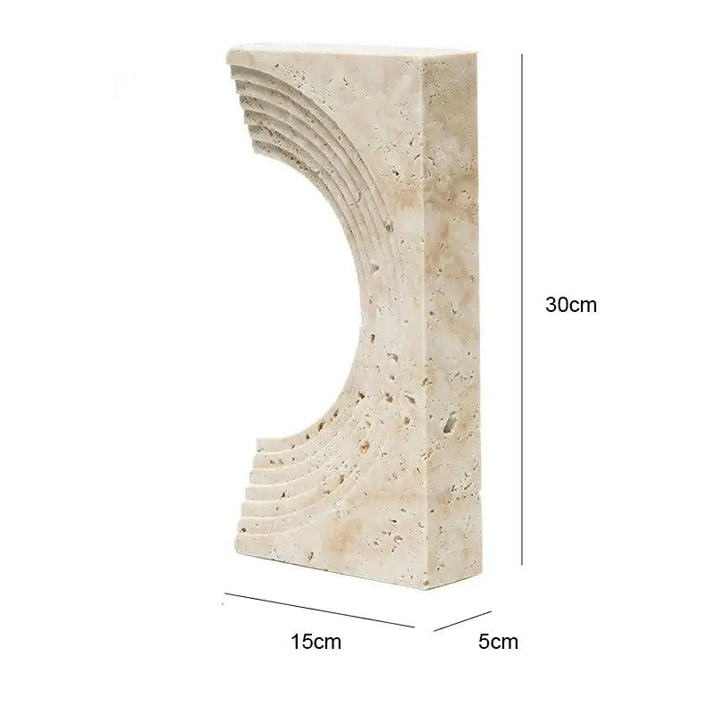 Minimalist beige archway shape travertine sculpture living room decor
