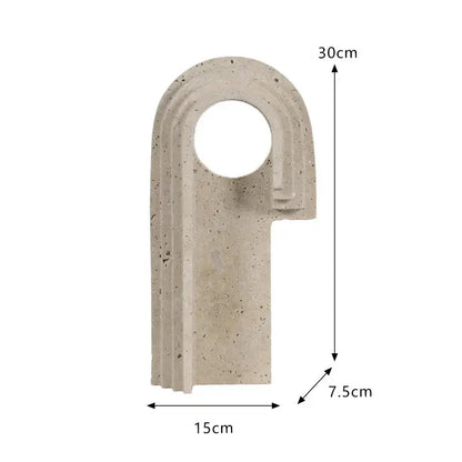 Minimalist beige archway shape travertine sculpture living room decor