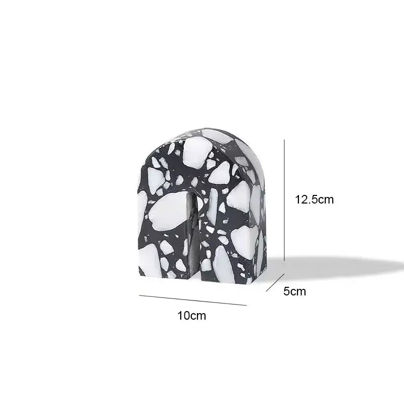 Modern black & white archway terrazzo sculpture living room decor