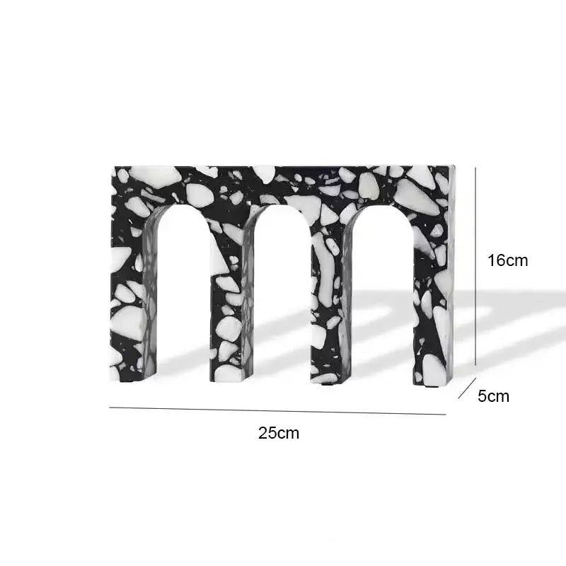 Modern black & white archway terrazzo sculpture living room decor
