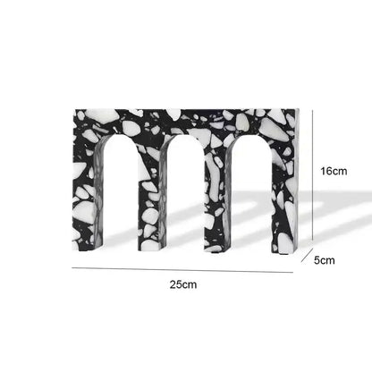 Modern black & white archway terrazzo sculpture living room decor