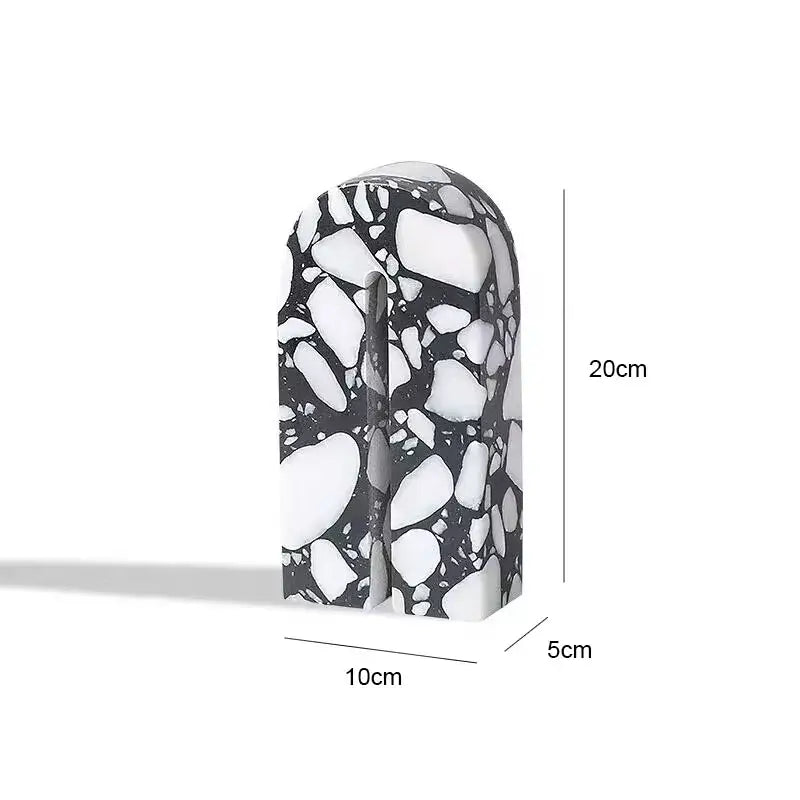 Modern black & white archway terrazzo sculpture living room decor
