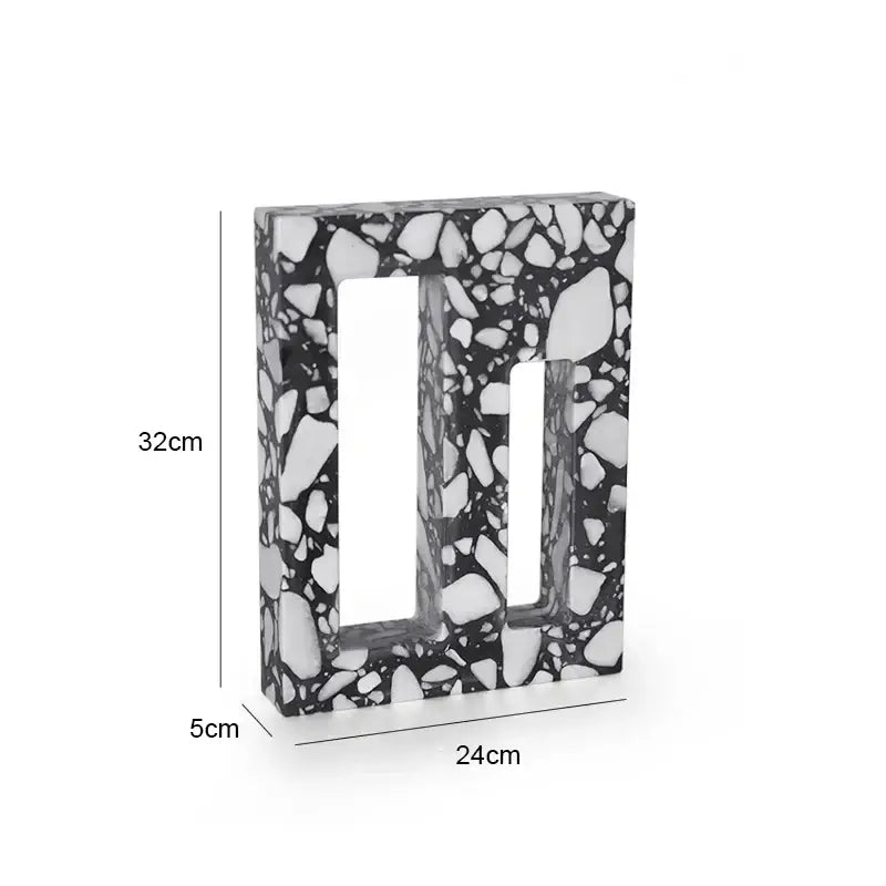 Modern black & white archway terrazzo sculpture living room decor