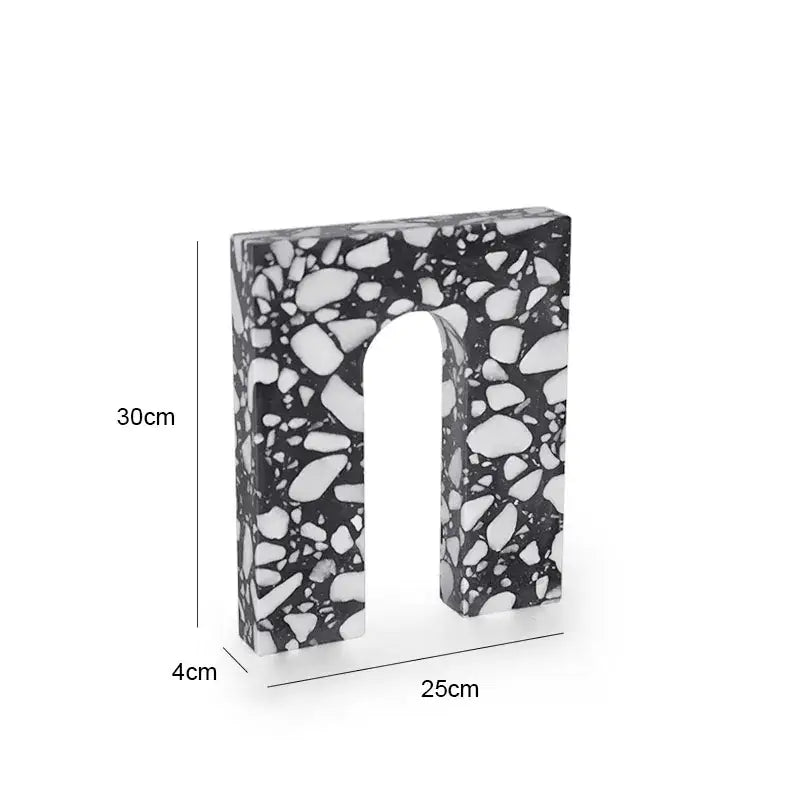 Modern black & white archway terrazzo sculpture living room decor