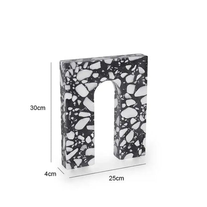 Modern black & white archway terrazzo sculpture living room decor