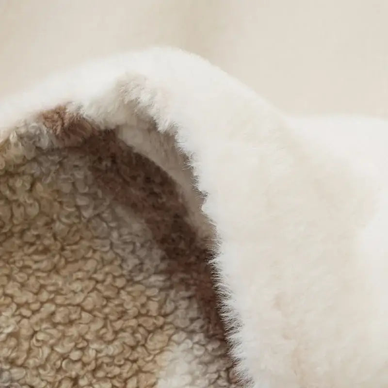 Beige & brown striped arctic velvet faux rabbit throw – living room