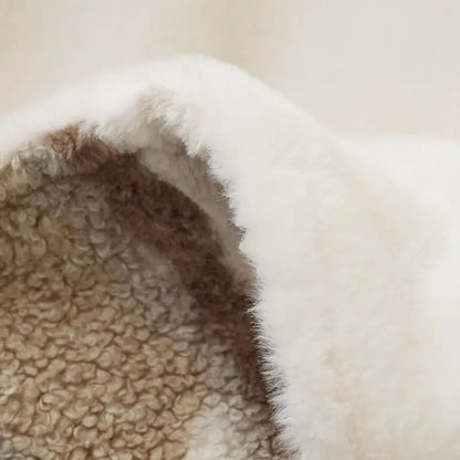 Beige & brown striped arctic velvet faux rabbit throw – living room