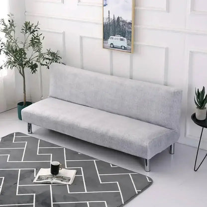 Ornate black & white armless futon sofa cover living room slipcover