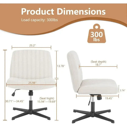 Modern beige upholstered wide desk chair office height adjustable