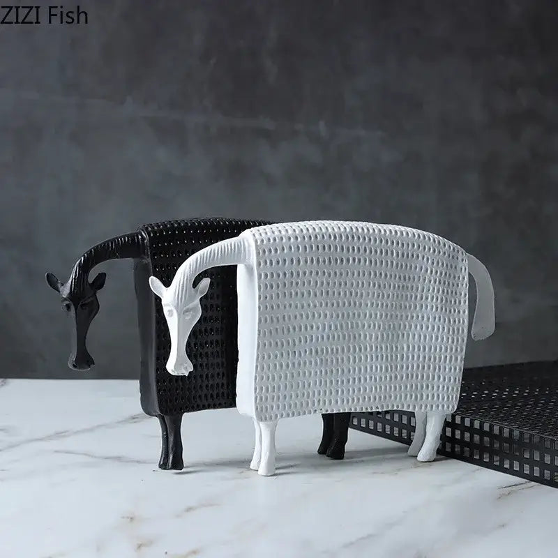 Armored warhorse resin black & white sheep – bedroom desk decoration