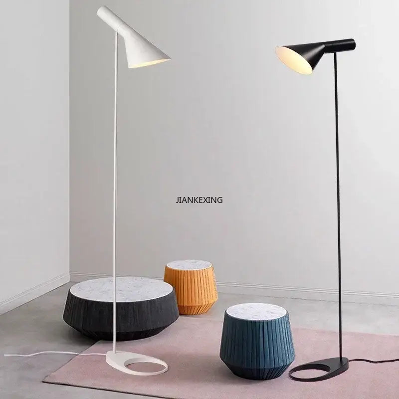 Modern black & white conical floor lamp living room led decor