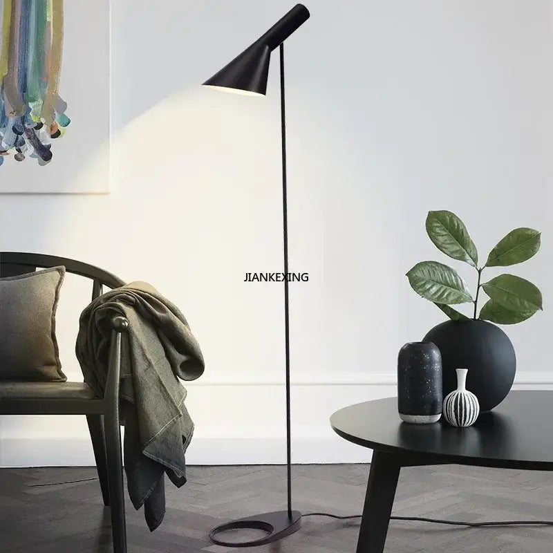 Modern black & white conical floor lamp living room led decor