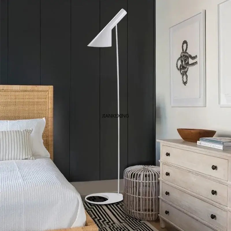 Modern black & white conical floor lamp living room led decor