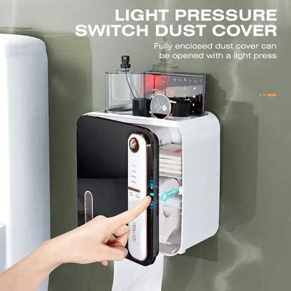 Modern white & black toilet tissue box holder bathroom storage rack