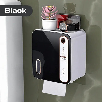Modern white & black toilet tissue box holder bathroom storage rack
