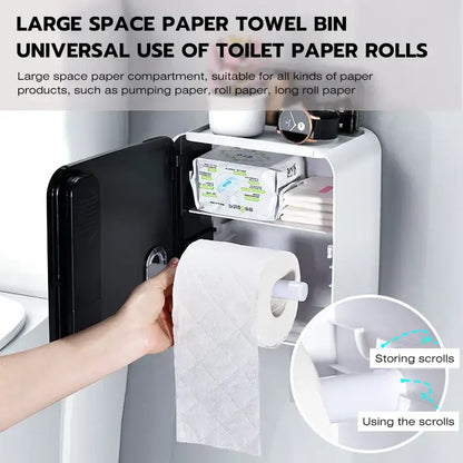 Modern white & black toilet tissue box holder bathroom storage rack