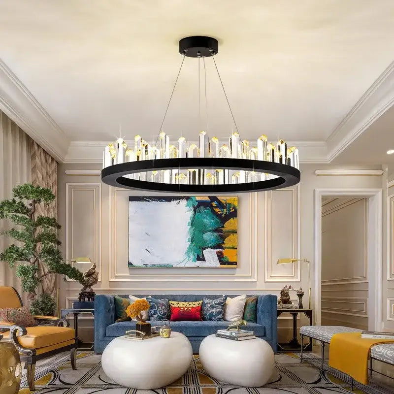 Modern black arrow crystal led chandelier dining room light