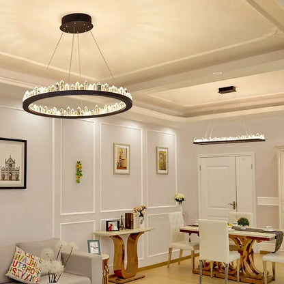 Modern black arrow crystal led chandelier dining room light