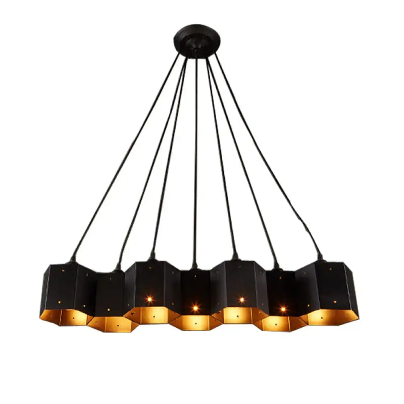 Art deco black & gold geometric ceiling light dining room