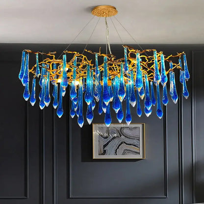 Art deco blue queen crystal chandelier for living room