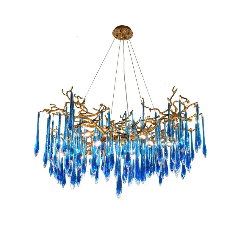 Art deco blue queen crystal chandelier for living room