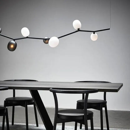Art deco branches black & white glass chandelier dining room light