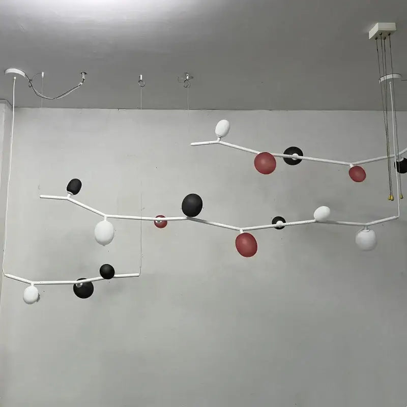 Art deco branches black & white glass chandelier dining room light