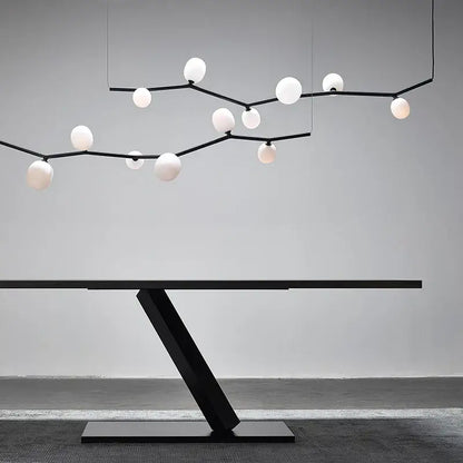 Art deco branches black & white glass chandelier dining room light