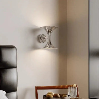 Art deco chrome horn wall lights for bedroom indoor lighting